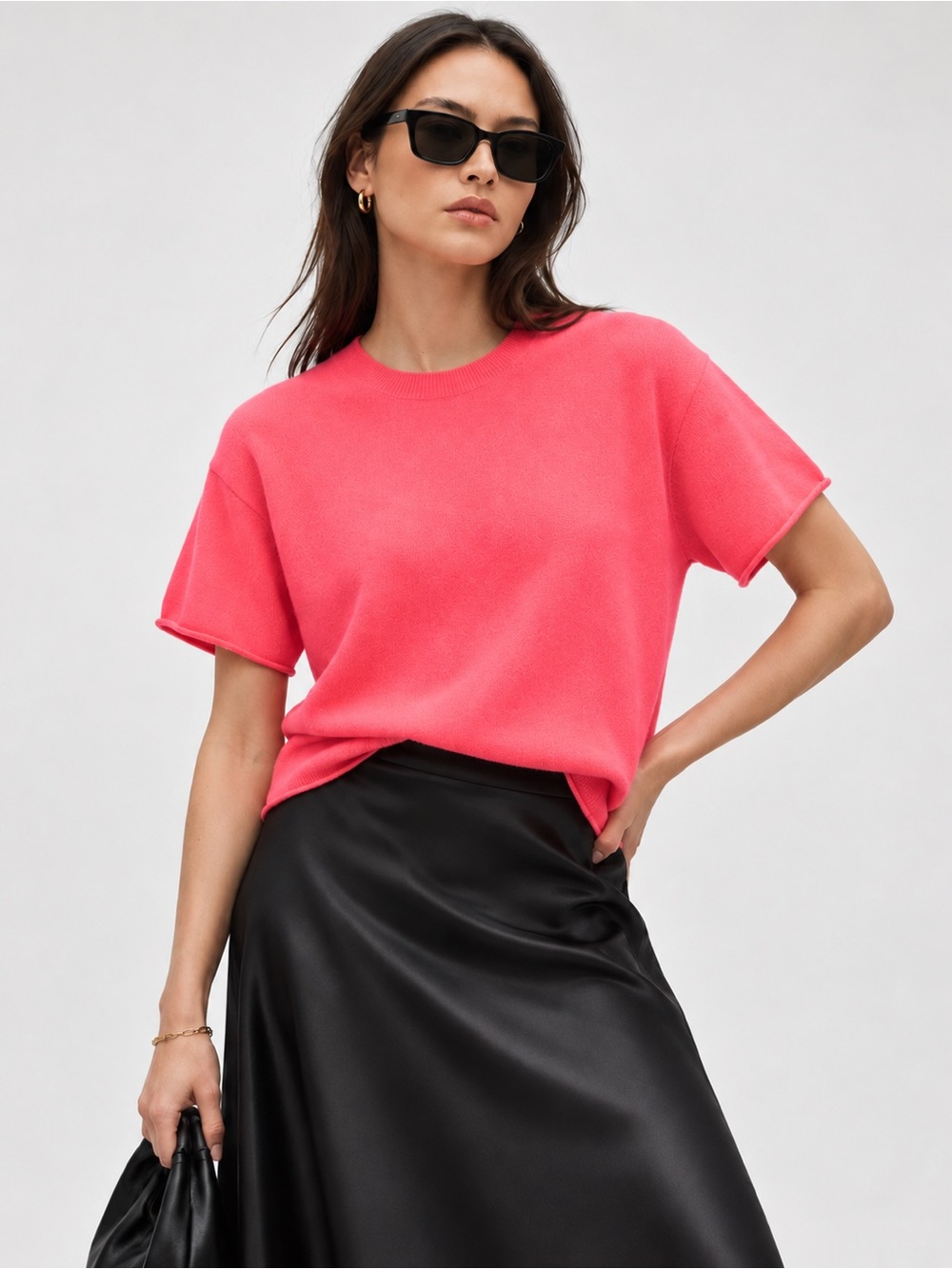J. Crew Rolled cashmere relaxed sweater-tee in Neon Blossom Size XL NWT